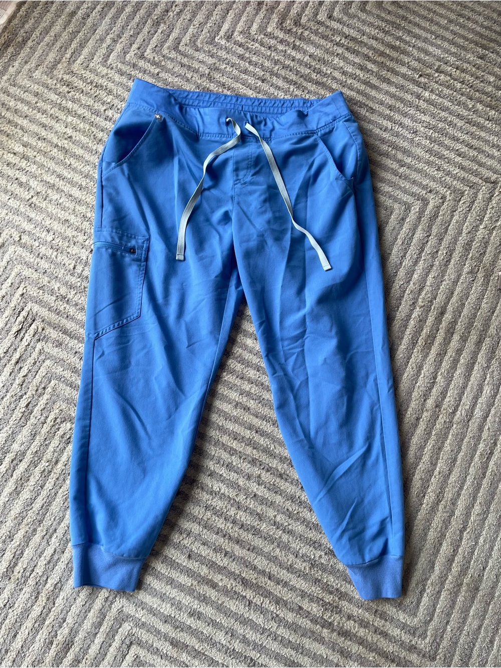 Figs blue Jogger Scrub Pants with Drawstring size large petite